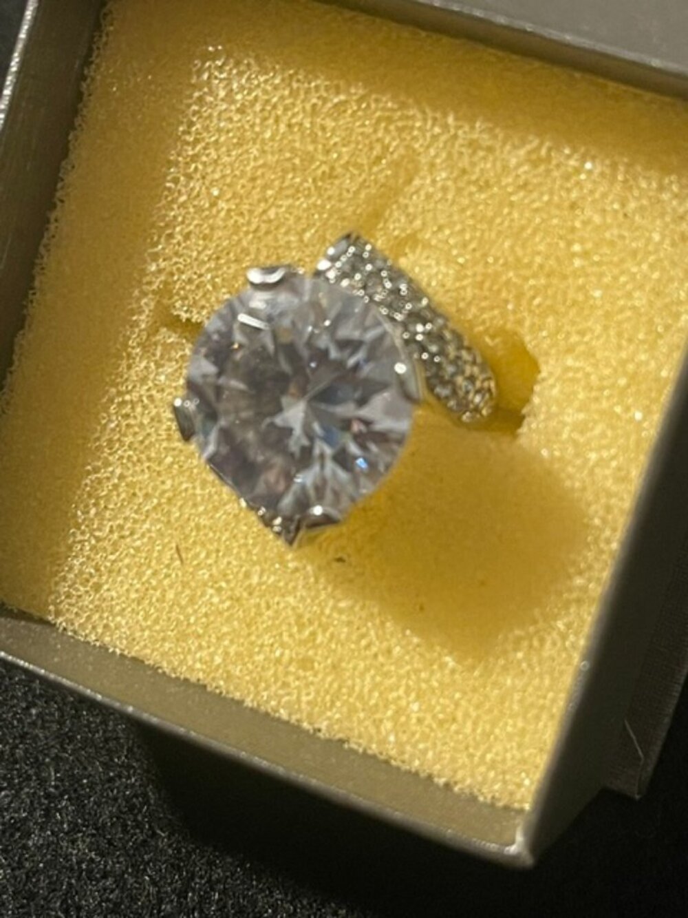 High-Grade Large Round CZ Cocktail Ring Size 7 Pave' Statement Hollywood Glam